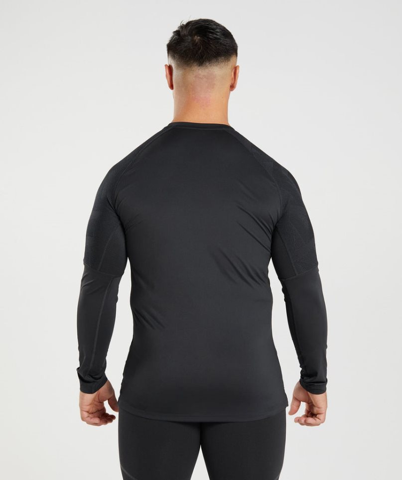 Men's Gymshark 315 Long Sleeve T-Shirts Black | NZ 2LQAJT